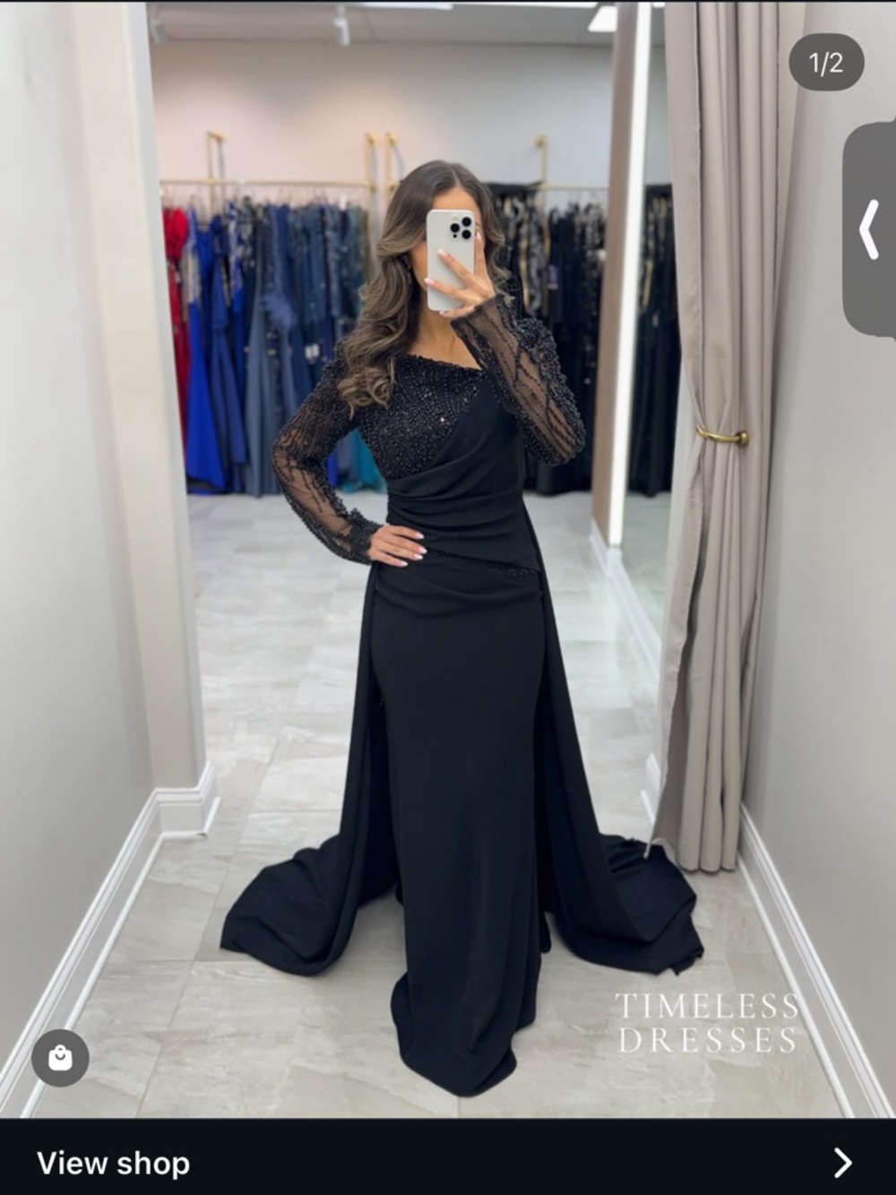 Black Long Sleeve Evening Gown